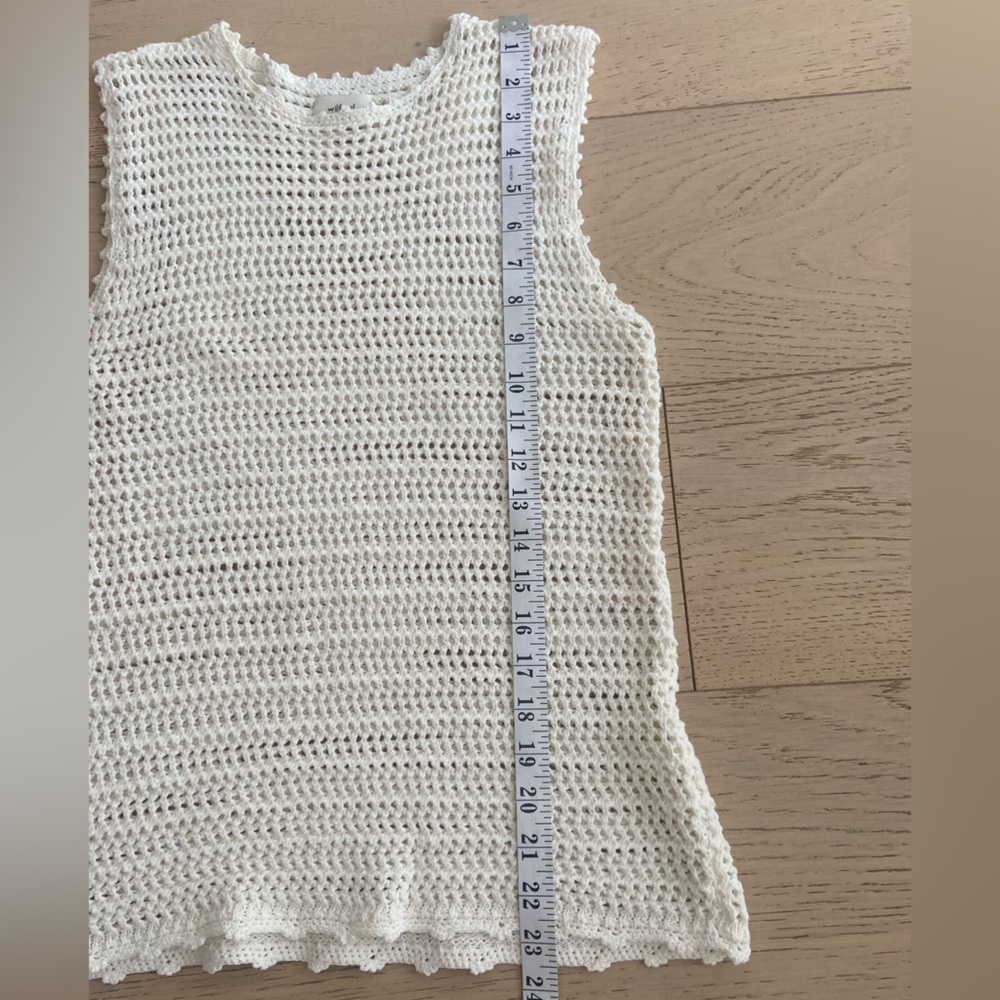 Aritzia Wilfred Peek Cotton Crochet Tank Top XXS Cream - Picture 8 of 9